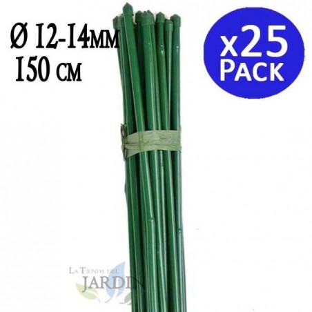 25 x Tuteur en bambou plastifié 150 cm, diamètre de bambou 12-14 mm. Tiges de bambou écologiques pour attacher les arbres