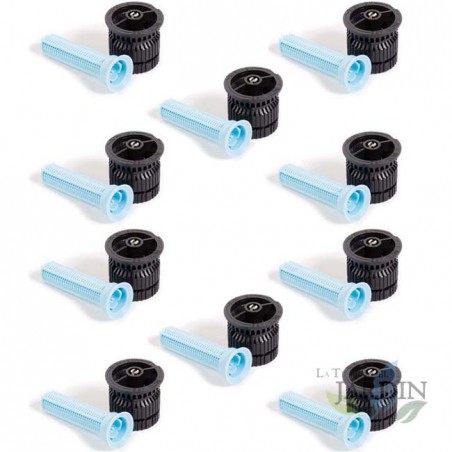 10 Boquillas HE-Van-15 para aspersor de riego Rain Bird, alta eficiencia y ahorro de agua. Alcance 4,5 m, negro