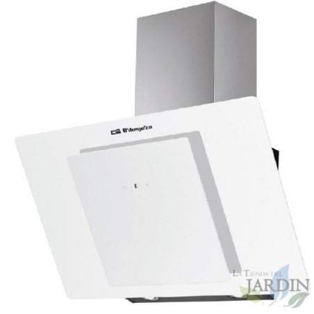 Exaustor decorativo de vidro branco Orbegozo, motor 300W, classe energética A, 69.5x40.5x47 cm