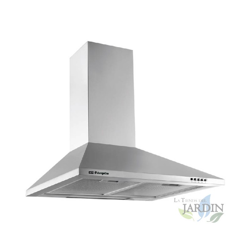 Cappa decorativa in ACCIAIO INOX Orbegozo.  Motore da 65 W.  Classe energetica D. 3 livelli di potenza.  Larghezza: 60 cm. Cappa decorativa in ACCIAIO INOX Orbegozo.  Motore da 65 W.  Classe energetica D. 3 livelli di potenza.  Larghezza: 60 cm.