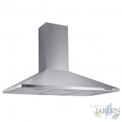 Orbegozo stainless steel decorative hood. 70W motor. Energy class D. 3 power levels. 3 filters. Width: 90 cm.