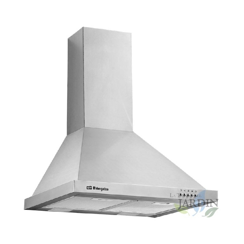 Decorative hood INOX Orbegozo. 190W motor. Energy class B. 3 power levels. 2 filters. Width: 70 cm. Decorative hood INOX Orbegozo. 190W motor. Energy class B. 3 power levels. 2 filters. Width: 70 cm.