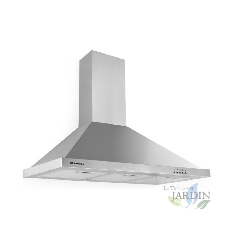 Hotte décorative Orbegozo 90 cm, acier inoxydable, extraction: 630 m³/h, cheminée ajustable, 3 niveaux de puissance, 190 W Hotte décorative Orbegozo 90 cm, acier inoxydable, extraction: 630 m³/h, cheminée ajustable, 3 niveaux de puissance, 190 W
