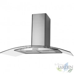 Cappa in vetro decorativo. Motore da 100 W. Classe energetica B. 2 filtri removibili.