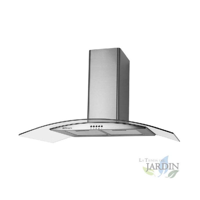 Exaustor de vidro decorativo, motor de 100 W, classe energética B, 2 filtros removíveis Exaustor de vidro decorativo, motor de 100 W, classe energética B, 2 filtros removíveis