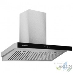 Cappa decorativa Orbegozo con frontale in vetro temperato. Classe energetica A. Camino regolabile. Motore da 230 W.