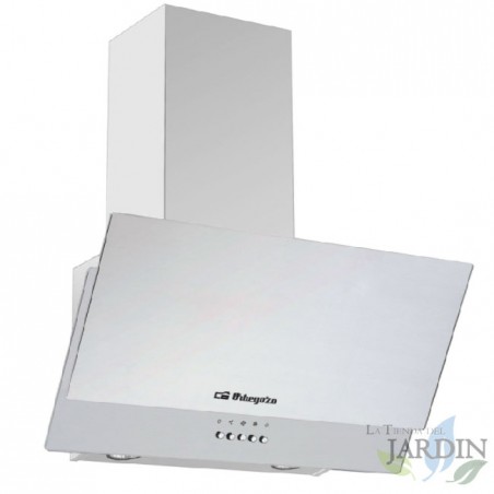  Orbegozo white glass decorative hood.  Energy class C. 105W motor.  3 power levels.