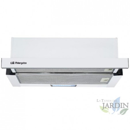 Cappa telescopica Orbegozo. Motore da 65 W. Classe energetica C. 3 livelli di potenza.