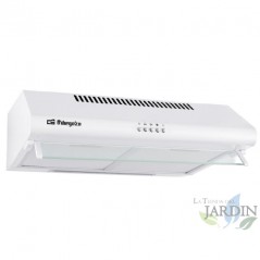 Cappa Orbegozo Standard Bianca. 2 filtri in alluminio rimovibili. Motore da 80 W. 3 livelli di potenza. Larghezza: 60 cm.