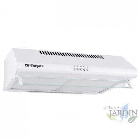  Standard WEISSE Haube Orbegozo.  2 herausnehmbare Aluminiumfilter.  Motor 80 W. 3 Leistungsstufen.  Breite: 60 cm.