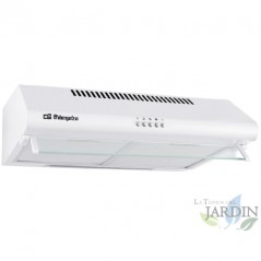 Orbegozo Standard-Dunstabzugshaube in Weiß. Zwei 60-W-Motoren. Drei Leistungsstufen. Energieeffizienzklasse C. Breite: 60 cm.