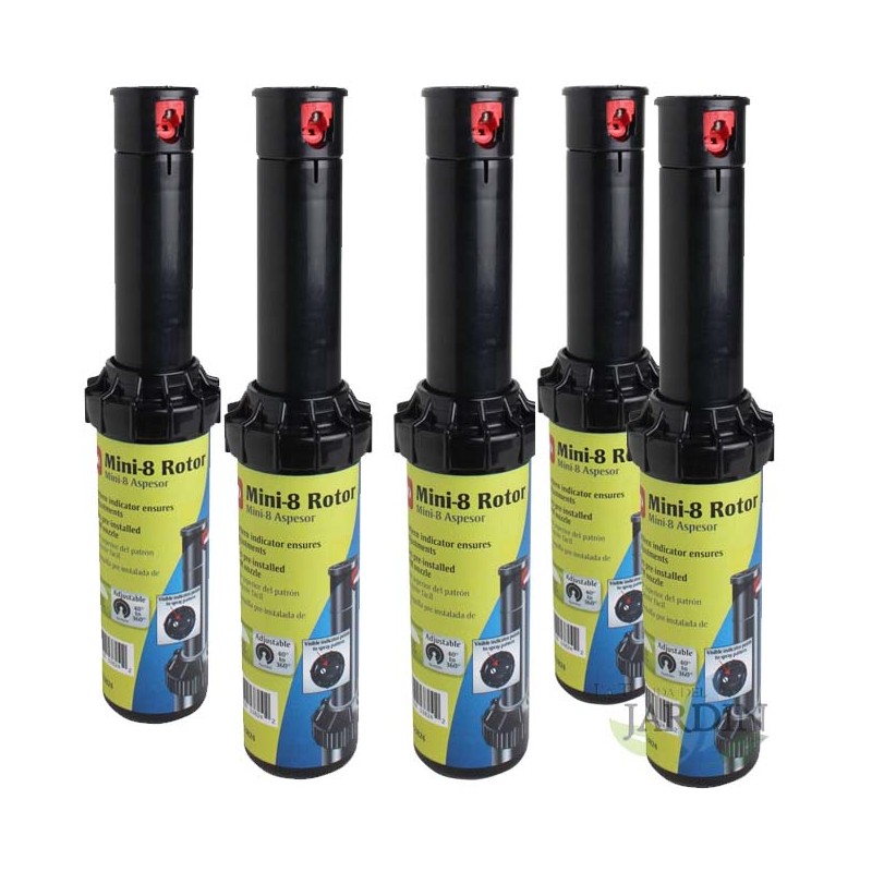 Lot de 5 Arroseur Toro MINI8. Turbine portée de 6 à 10,7 mètres. Filetage femelle 1/2'' Arrosage professionnel de jardin