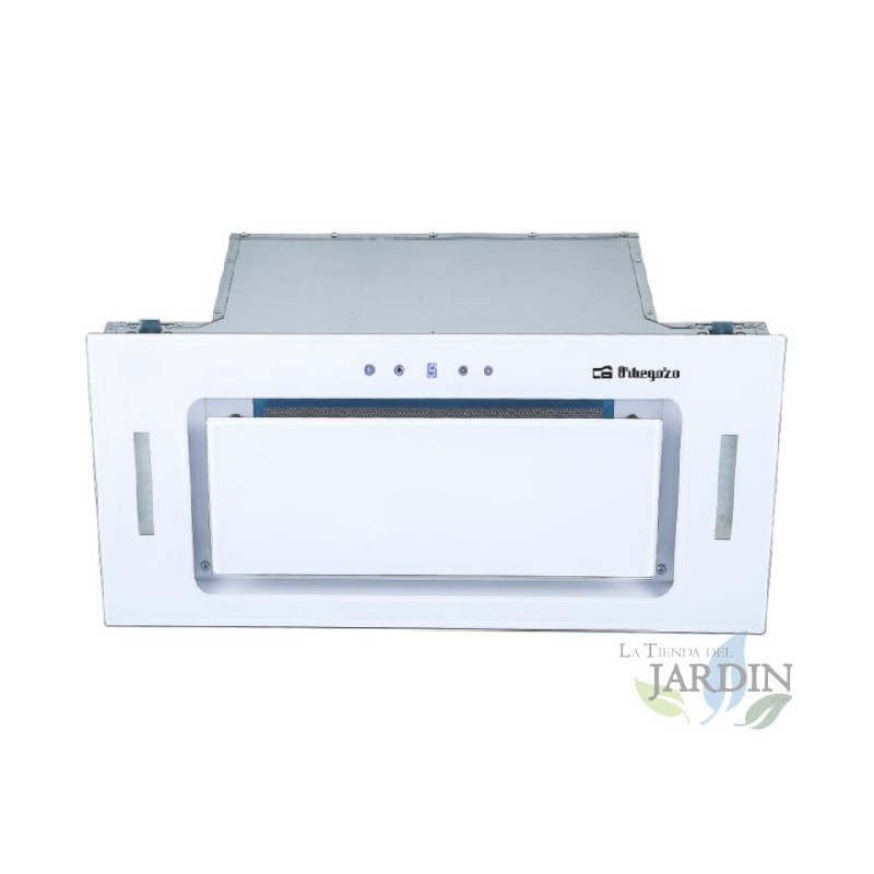 Cappa a cassetta Orbegozo Crystal. Motore da 230 W. Pannello di controllo touch digitale. Dimensioni: 75 x 29,6 x 30,7 cm.