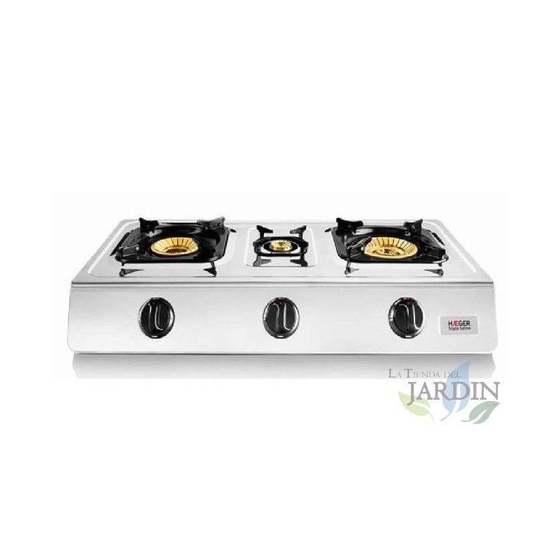 Cuisinière à gaz 3 feux Haeger 3N5H en Acier inoxidable