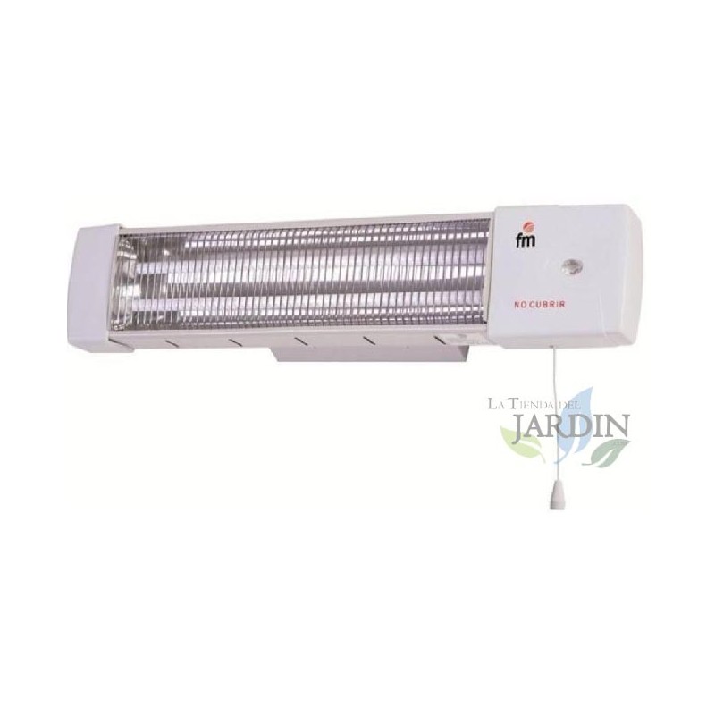 Aquecedor de quartzo. Fixação na parede. Potência máxima de 1200 W. 2 barras.
