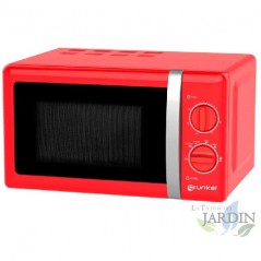Micro-ondas Grunkel com capacidade para 20 litros. Cor vermelha.