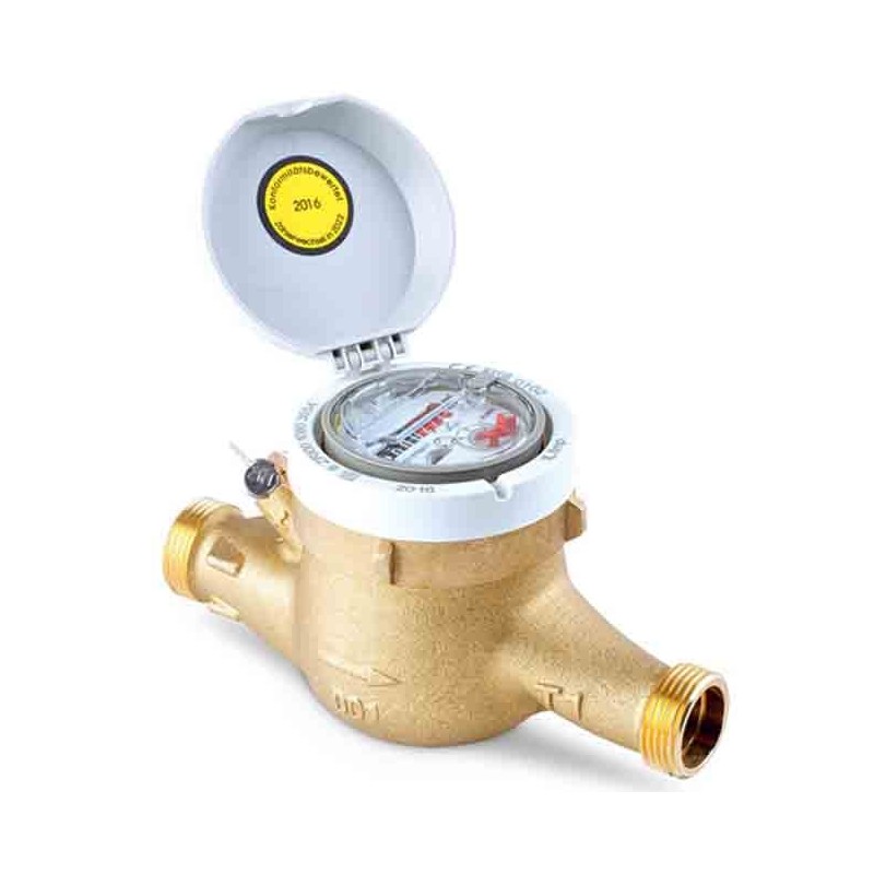Compteur à jets multiples laiton 32 mm, filetage 1 1/2'', compteur d'eau froide et à boire Compteur à jets multiples laiton 32 mm, filetage 1 1/2'', compteur d'eau froide et à boire