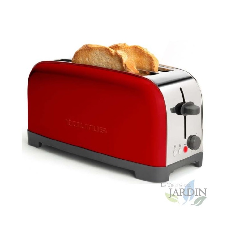 Taurus Red Vintage Toaster. 1400 W. Stainless Steel.