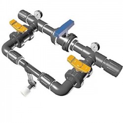 Düngerinjektor 50Ø 5mm mit Ventilen. Maximaler Durchfluss Bewässerung 1630 l/h und Dünger 110 Liter bei 3 bar Druck