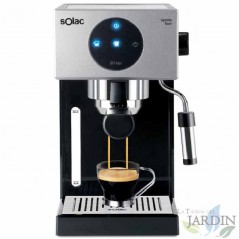 Cafetera Espresso Solac, 1.5 l, 1050 W, portafiltros para 1 o 2 cafés. Acero Inoxidable.