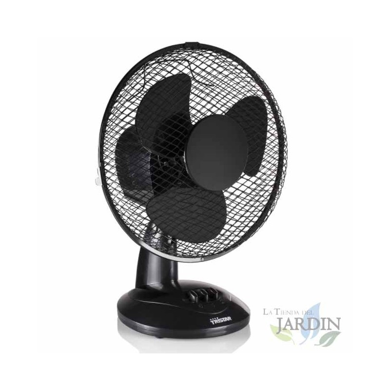 Ventilador de mesa oscilante Tristar, 23 centímetros, Negro.