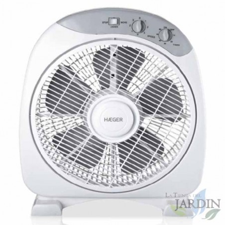 Ventilador de chão HAEGER com diâmetro de 30,5 cm, 40 W de potência, 3 velocidades.