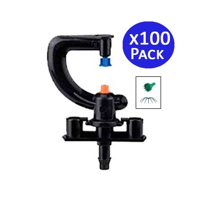 Set di 100 Sistema di micro-Irrigazione a Goccia Irrigatore 360º con 12 Getti, Portata 2,5-3 metri Set di 100 Sistema di micro-Irrigazione a Goccia Irrigatore 360º con 12 Getti, Portata 2,5-3 metri