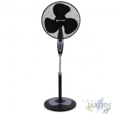  Grunkel Standventilator mit Timer bis 60 min, 3 Geschwindigkeiten und höhenverstellbar, 50W, Schwarz.