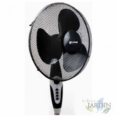  Grunkel Standventilator mit Timer bis 60 min, 3 Geschwindigkeiten und höhenverstellbar, 50W, Schwarz.