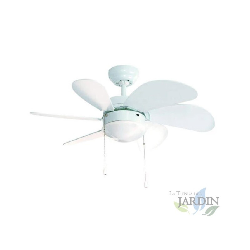 Ventilador de Techo FM con Luz, 80 centímetros, potencia 50W, Blanco.