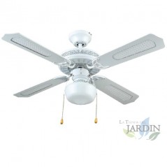 Deckenventilator mit Licht E27, 50 W, Weiß, 105 x 42 cm, Wendeflügel [Energieklasse A++]