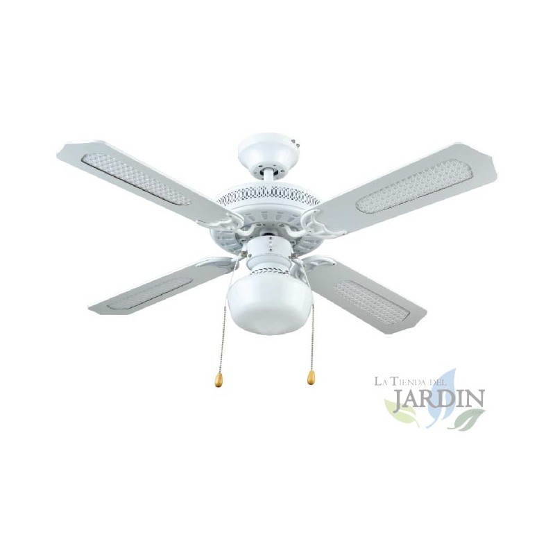 Ventilateur de Plafond avec Lumière E27, 50 W, Blanc, 105 x 42 cm, Pales Réversibles A++