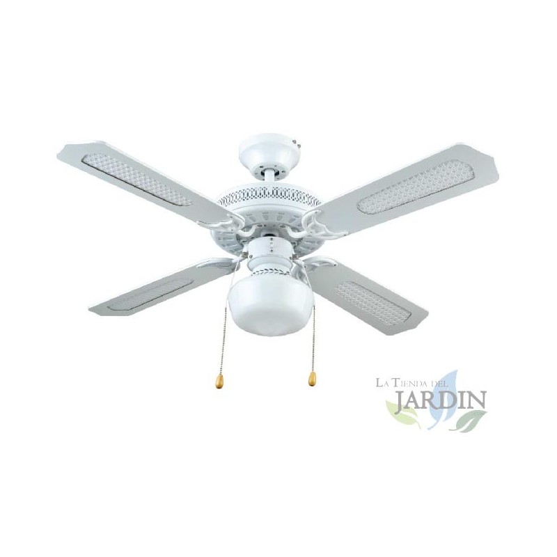 Ceiling Fan with Light E27, 50 W, White, 105 x 42 cm, Reversible Blades [Clase de eficiencia energética A++]