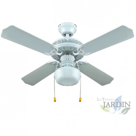 Ventilatore da soffitto con luce E27, 50 W, bianco, 105 x 42 cm, pale reversibili [Classe di efficienza energetica A++]