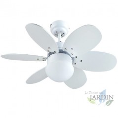 Ventilateur de Plafond avec Télécommande, 60W, 75cm de diamètre, Lumière LED Intégrée, Multicolore/Blanc