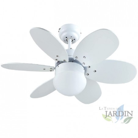 Ventilateur de Plafond avec Télécommande, 60W, 75cm de diamètre, Lumière LED Intégrée, Multicolore/Blanc