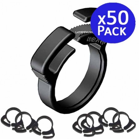 Grampo de irrigação por gotejamento preto de 16 mm. 50 unidades.