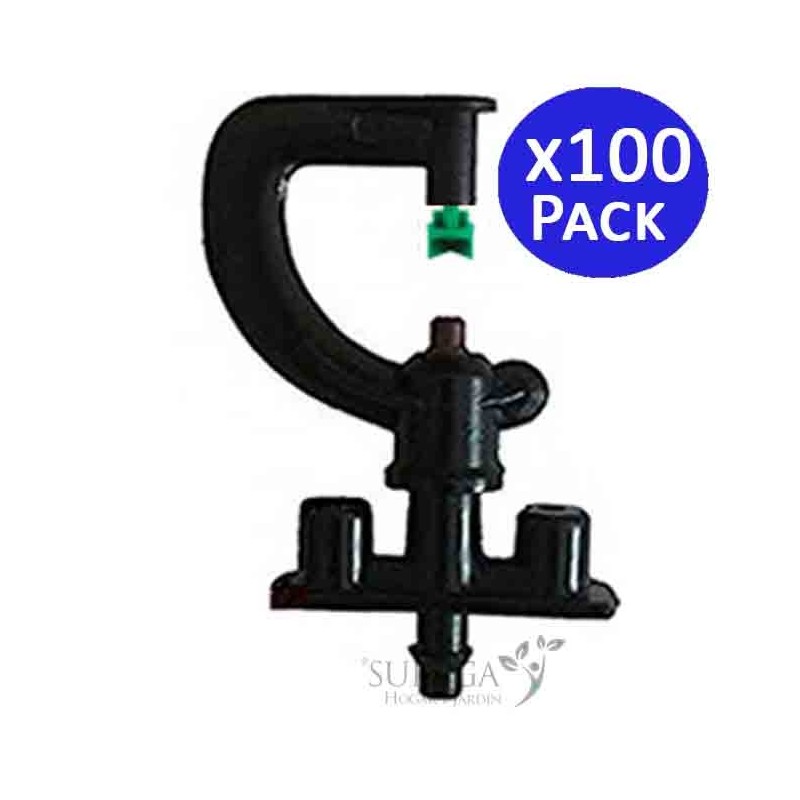 Lot de 100 Système micro-drip arroseur 90º Portée 1,7 - 2 meters Lot de 100 Système micro-drip arroseur 90º Portée 1,7 - 2 meters