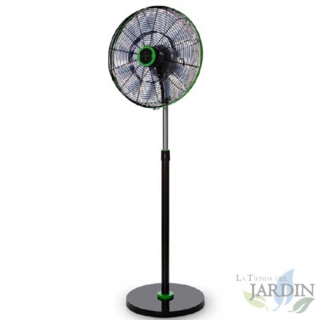  Orbegozo silent standing fan, remote control, 18 blades.  Black and green.