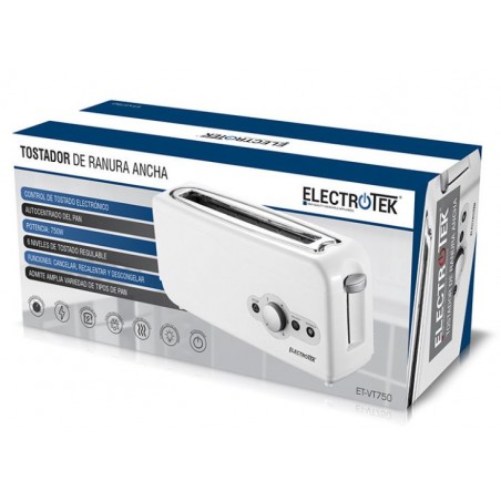 Torradeira de fenda larga de 750 W para 2 fatias e toque frio