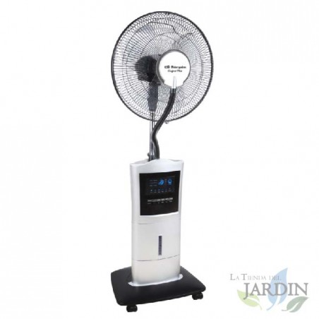 Ventilador de nebulização/umidificador Orbegozo com controle remoto, 3 velocidades e 100 W de potência.