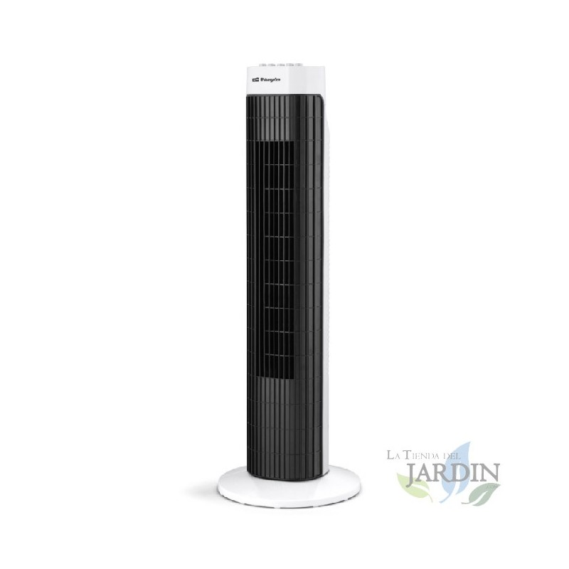 Ventilador de torre Orbegozo com timer, 3 velocidades de ventilação, movimento oscilante e 45 W de potência.