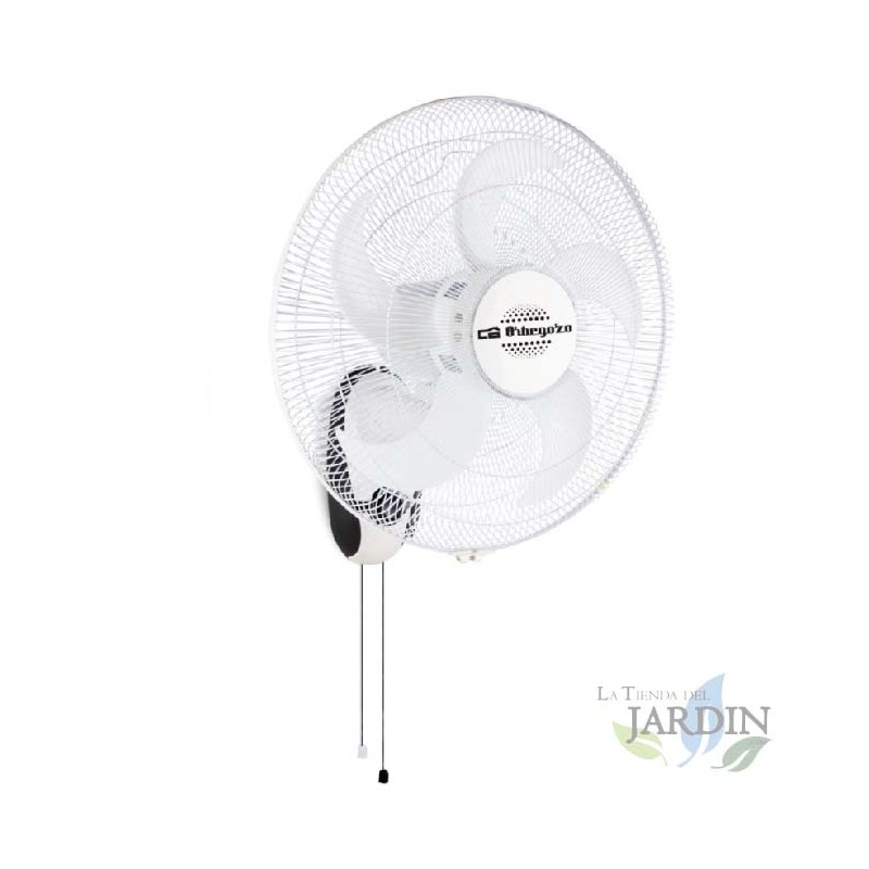 Ventilador de Pared Orbegozo, 5 aspas, 3 velocidades de ventilación, Cabezal inclinable, oscilante, 80 W.