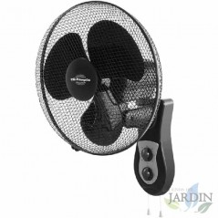 Ventilador de parede, oscilante, 3 velocidades, temporizador, pás de 40 cm, 40 W.
