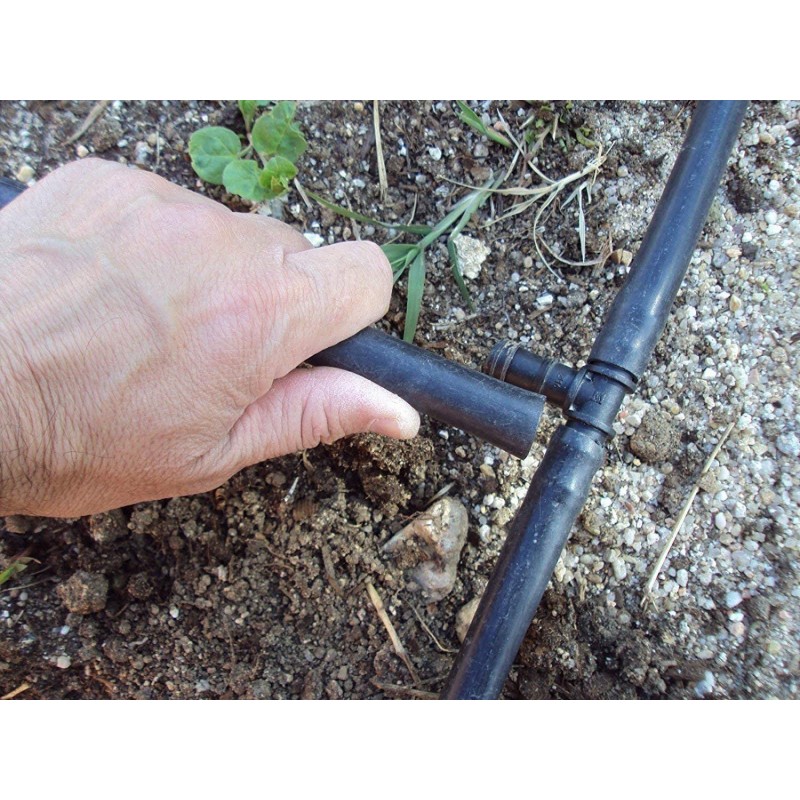 Morsetto per irrigazione a goccia nero da 16 mm. 25 unità
