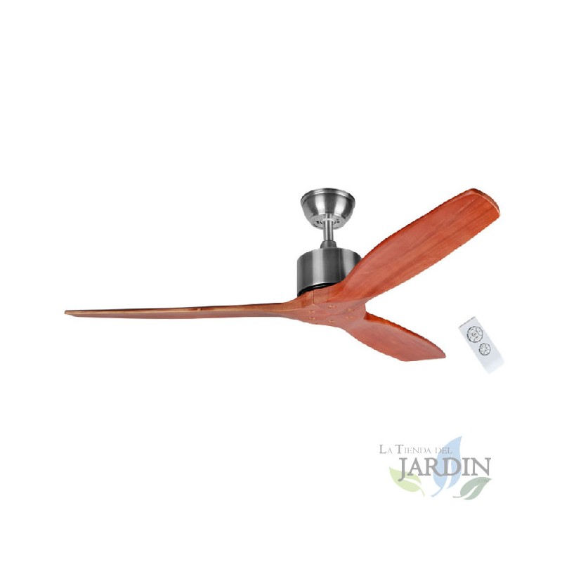 Ventilateur de plafond avec pales en bois naturel Orbegozo CF98132, télécommande, 70W