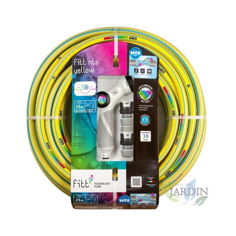 Kit tubo da giardino NTS giallo da 15 mm e 15 m con pistola