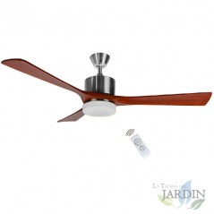 Ventilatore da soffitto Orbegozo, 3 pale in legno, luce LED, telecomando.