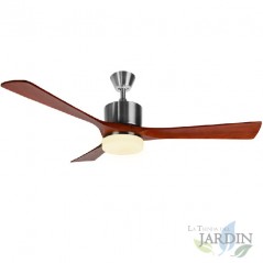 Ventilatore da soffitto Orbegozo, 3 pale in legno, luce LED, telecomando.