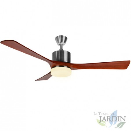 Ventilatore da soffitto Orbegozo, 3 pale in legno, luce LED, telecomando.